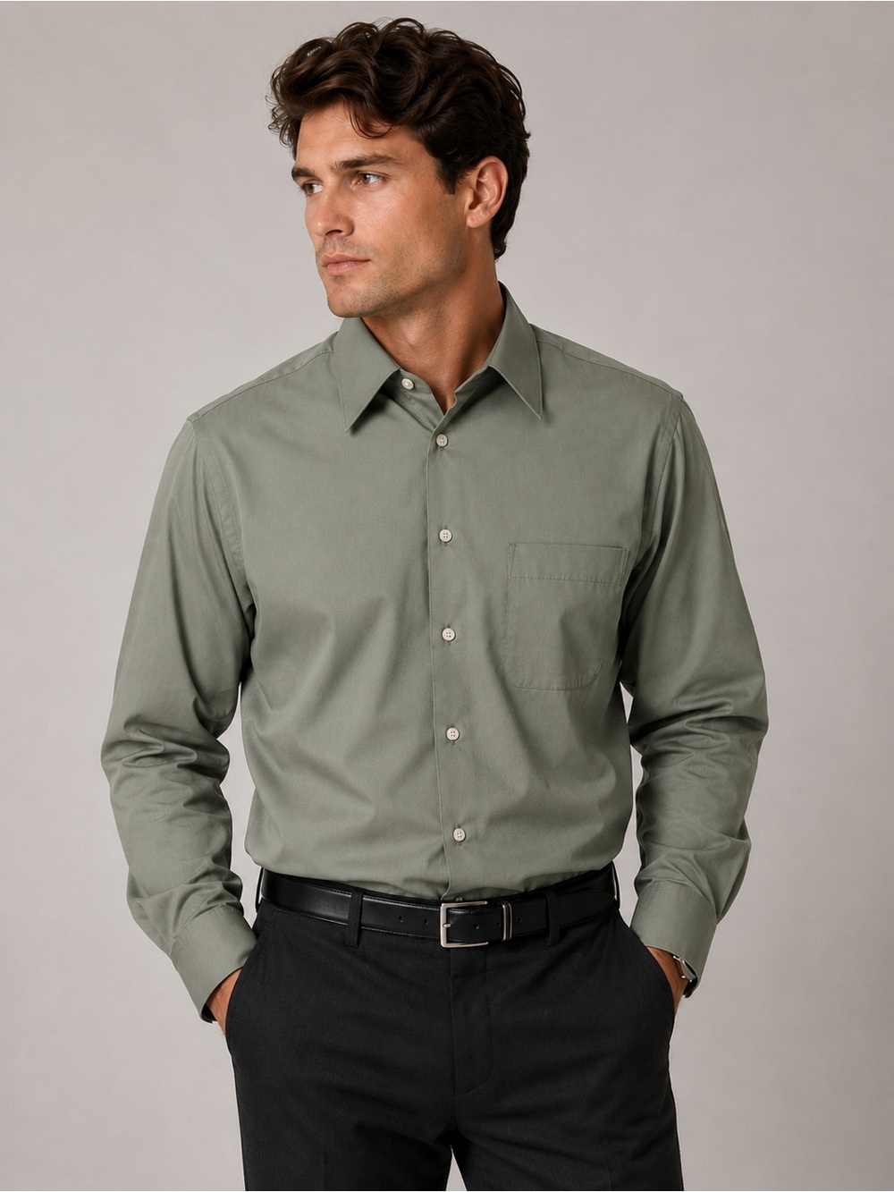 Alexander Julian Colours Sage Green Dress Shirt XL 17 32/33